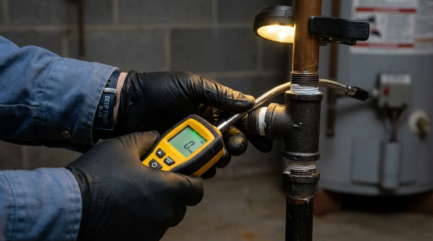 Gas leak detection with electronic sniffer by Johns Plumbing LLC in Mobridge