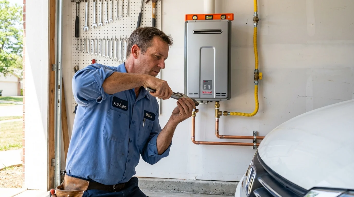Tankless water heater installation by a Johns Plumbing LLC plumber in Mobridge